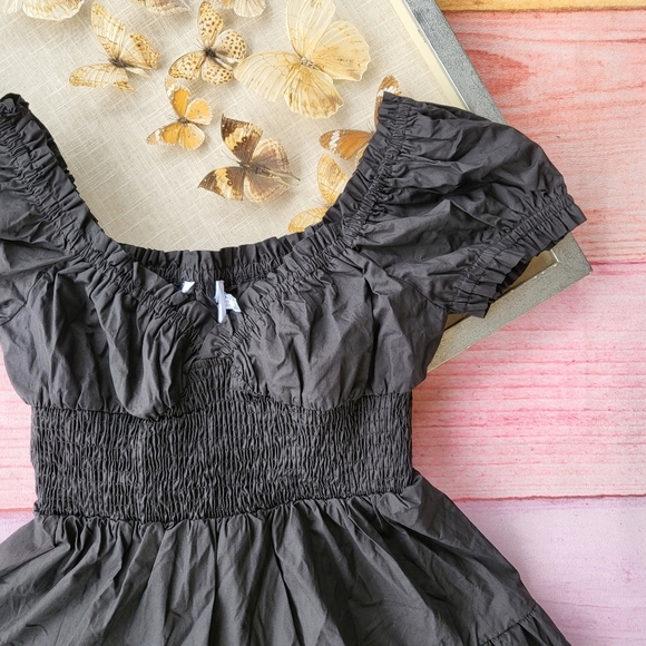 Princess Polly Black Daniela Cotton Cottagecore Tiered Fit & Flare Mini Dress 6 - Picture 8 of 11